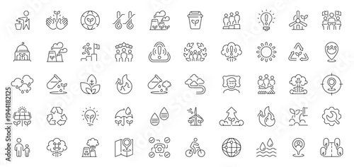 Esg icons set. editable line icons, outline, sustainability and eco.friendly symbols