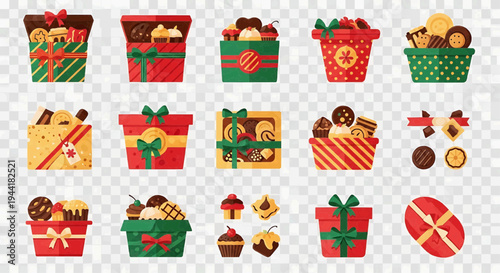 Assorted Chocolate Gift Boxes and Candies Collection Illustration