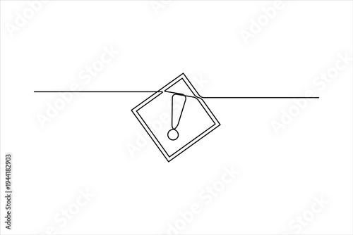 Danger sign continuous one line drawing of design isolated line art vector illustration