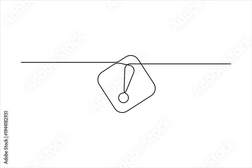 Danger sign continuous one line drawing of design isolated line art vector illustration
