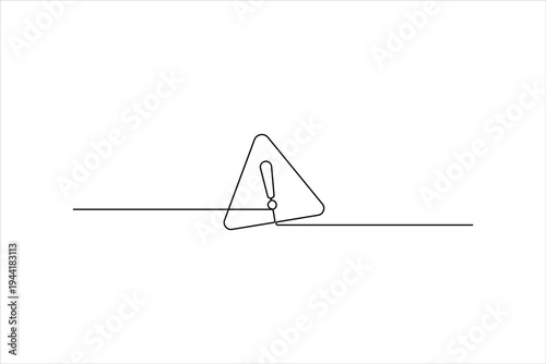 Danger sign continuous one line drawing of design isolated line art vector illustration