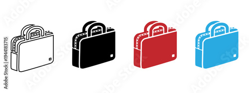 ビジネスバッグの本革、レザー、カラバリのシンプルベクターアイコンセット