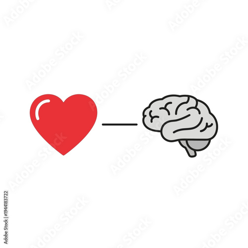 Heart and brain illustration symbolizing emotional and rational connection.