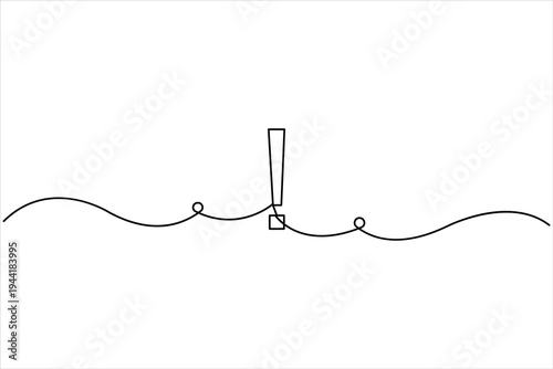 Danger sign continuous one line drawing of design isolated line art vector illustration