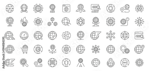 Web and seo icons set. editable line icons, outline, browser and digital marketing symbols