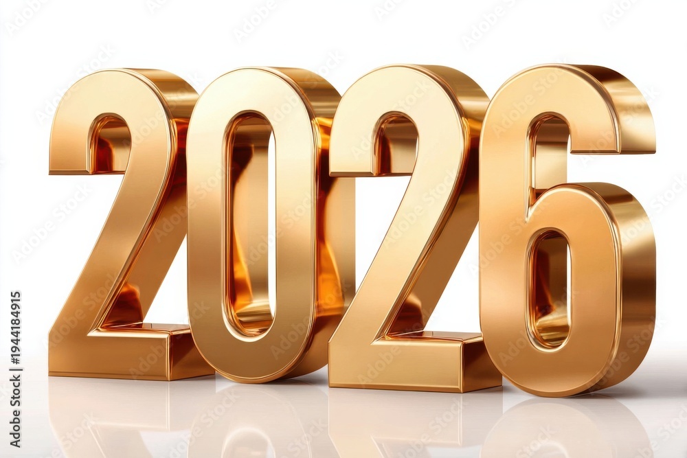 Obraz premium Golden 2026 three-dimensional numbers representing the new year celebration and future success