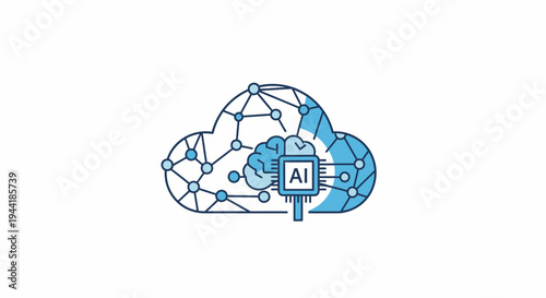 Artificial Intelligence Network Concept with Brain Shape
