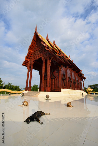 The beautiful teak wood temple Wat Ao Noi, Prachuap Khiri Khan, Thailand