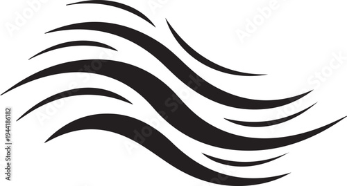 Abstract wave lines flowing on a transparent background vector silhouette illustration art