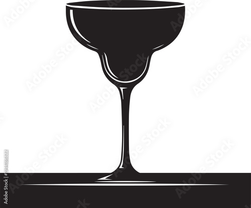 Margarita glass silhouette vector illustration for drinks and cocktail line art design
