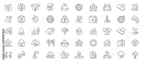 Ecosystem icons set. editable line icons, linear style, nature and environment symbols