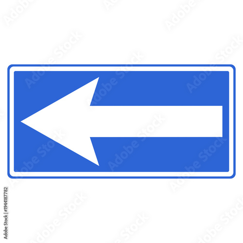 Left Turn Directional Arrow Blue Traffic Sign Vector