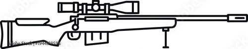 Black line of a sniper rifle with scope firearm