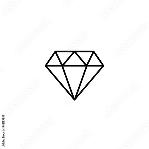 Simple Diamond Icon Black Outline.