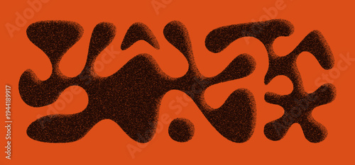 Abstract organic blob shapes with grainy texture on orange background minimalist vector illustration.