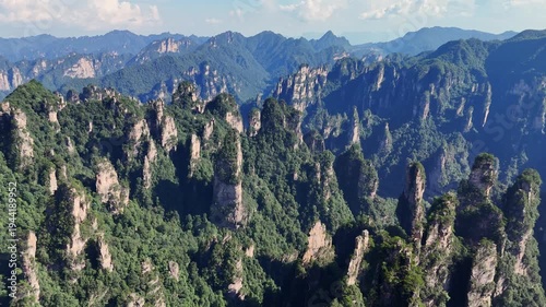 Wallpaper Mural Iconic sandstone pillars in National Forest of Yuanjiajie Zhangjiajie China, aerial panoramic view Torontodigital.ca