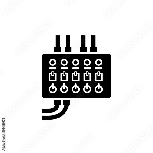 Silhouette of fuse box electrical panel vector illustration, flat design graphic
