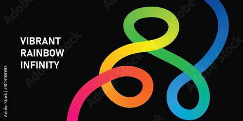 Vibrant rainbow infinity symbol on black background