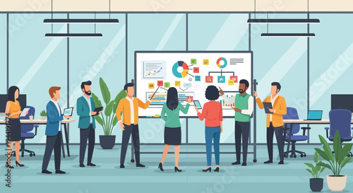 Business people discussing in office meeting.