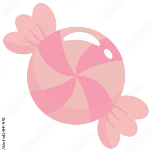 Cute pink candy vector illustration with spiral pattern and sweet wrapper