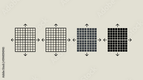 A series of four square grids are shown progressively darkening from left to right illustrating a gradient effect high quality professional detailed modern elegant stylish clean