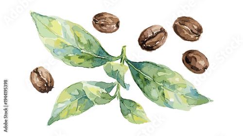 Watercolor watering can amidst garden flowers and leaves on transparent background