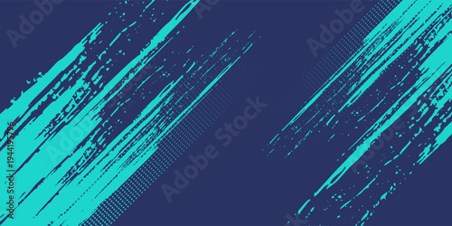 Minimalist abstract blue cyan grunge sport on dark blue navy background