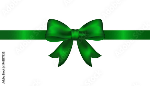 Green gift bow and ribbon. Perfect for gift wrap design, luxury branding, and packaging. Vector illustration on a white background.