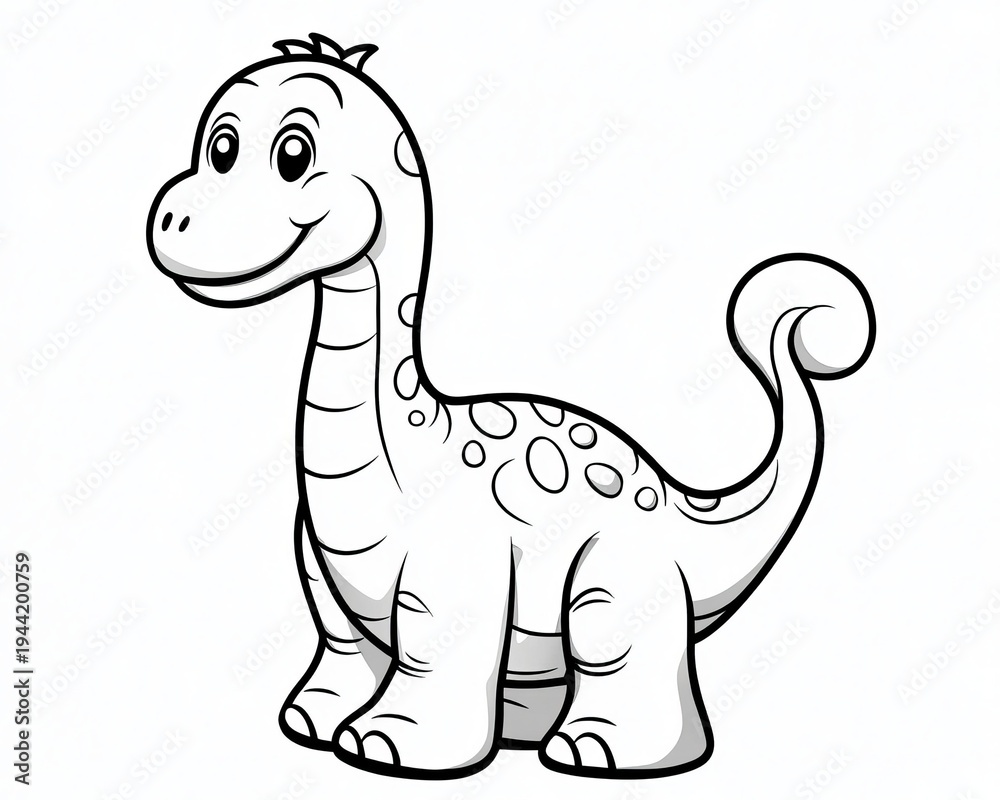 Obraz premium Charming Cartoon Dinosaur Illustration Featuring a Playful Brontosaurus on a Light Background