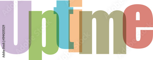Uptime Colorful Overlapping Text Vector Illustration