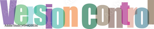Colorful Overlapping 'Version Control' Text Vector Graphic