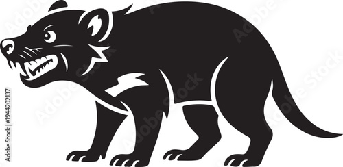 Black Tasmanian Devil Silhouette Mascot Logo Design with Devil
