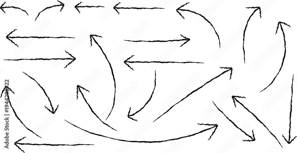 Obraz premium A complex network of arrows pointing in various directions on a white background