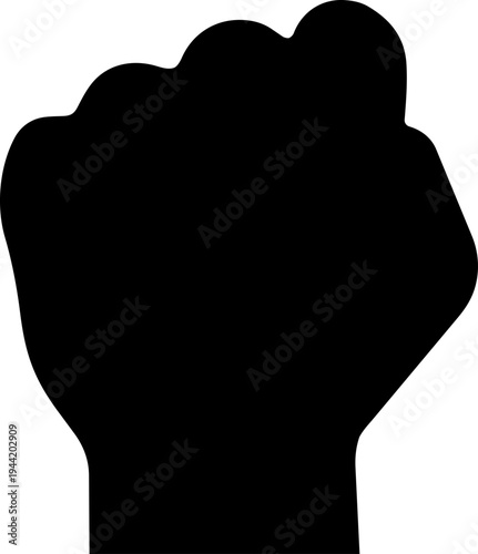 Raised fist silhouette icon symbol of power, protest, resistance and unity vector illustration
