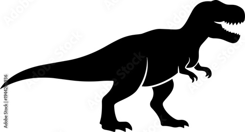 Tyrannosaurus rex dinosaur silhouette vector illustration isolated on white background
