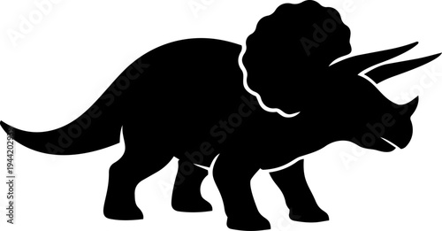 Triceratops dinosaur silhouette vector illustration isolated on white background
