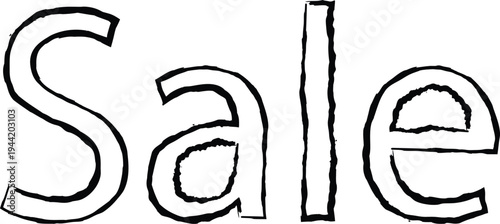 A simple black and white image of the word sale in a stylized font