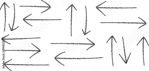 A collection of hand drawn arrows pointing in various directions on a white background