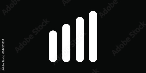A simple white bar chart on a black background with four bars of varying heights