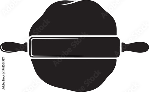 Simple Rolling Pin on Irregular Dough Silhouette Icon for Baking and Culinary Preparation Vector for Home or Professional Kitchens , Generative Ai