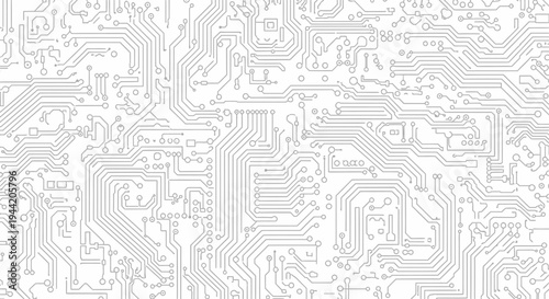 Abstract White Circuit Board Pattern Background. Electronic Microchip Motherboard Design for Technology, Digital Concepts, and Data.