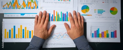 Wallpaper Mural Hands dance over financial charts like detectives chasing clues on a desk. Torontodigital.ca