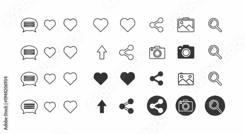 Collection of Social Media Icons and Symbols.