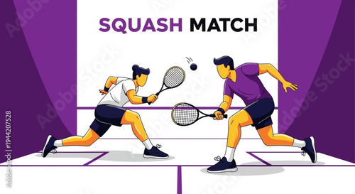 Dynamic Squash Players Engage in Competitive Match Within a Modern Court Setting