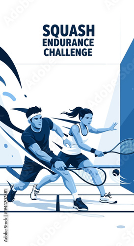 Dynamic Squash Players Engaging in Intense Endurance Challenge Demonstrating Athleticism And Skill