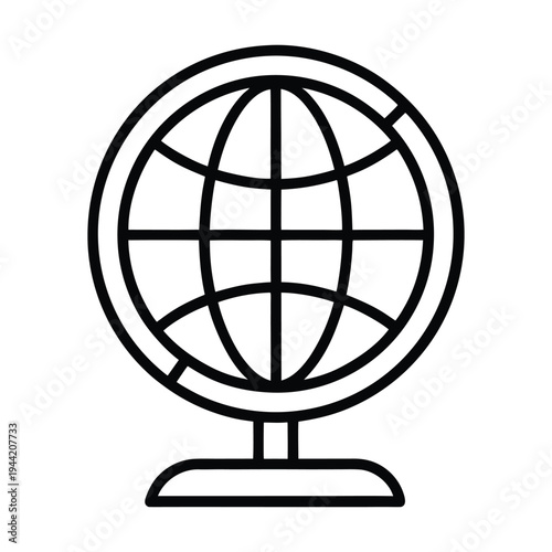 Globe Icon Outline and Silhouette Vector on White Background, World Earth Planet Symbol, Global Network and International Communication Icon for App UI, Web Design, Travel, Geography and Minimal Isola