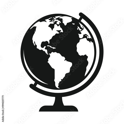 Globe Icon Outline and Silhouette Vector on White Background, World Earth Planet Symbol, Global Network and International Communication Icon for App UI, Web Design, Travel, Geography and Minimal Isola