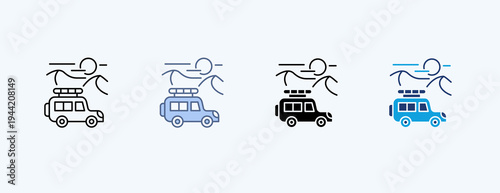 Desert Safari Multiple Icon Illustration Vector