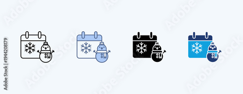 Snow Holiday Multiple Icon Illustration Vector