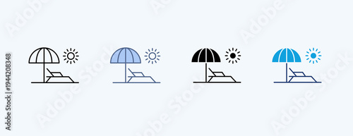 Beach Relaxation Multiple Icon Illustration Vector